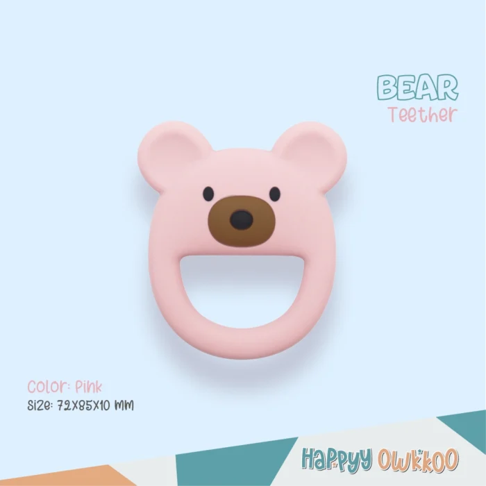 Bear-Pink Baby Items, Teether, Silicone Teether, Silicone Products, Baby Toys, Baby Training