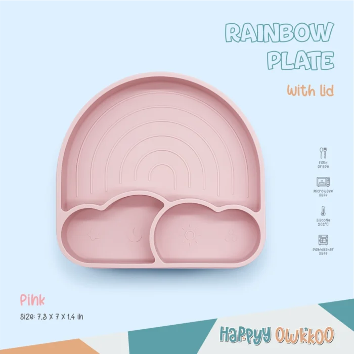 Baby Feeding Plate - Rainbow | Pink - Image 2