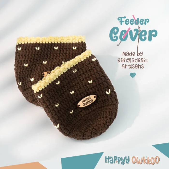 Brown-KV Handmade Feeder Cover - Crochet | Brown - Image 1