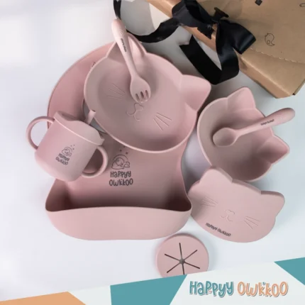 Baby Feeding Set - Messyy Kittyy | Pink